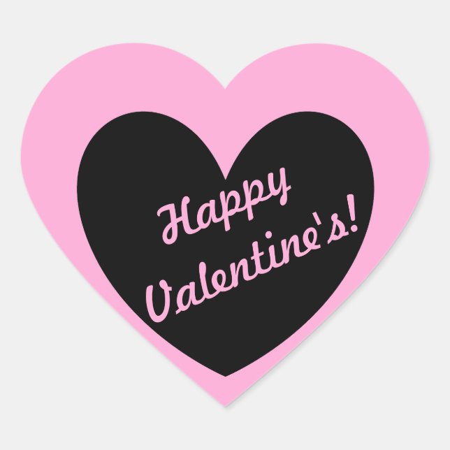 Black heart on cotton candy pink sticker (Front)