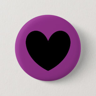 Black heart on purple 2 inch round button