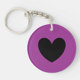 Black heart on purple keychain