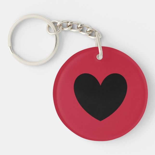 Black heart on red keychain (Front)