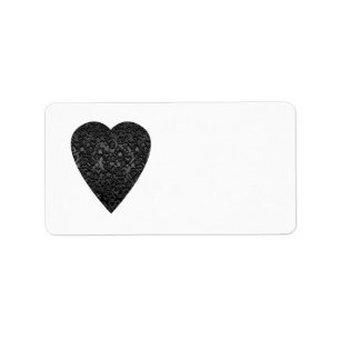 Black Heart. Patterned Heart Design. Label