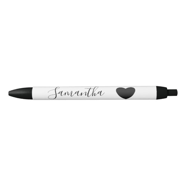 Black Heart Personalized Name Black Ink Pen (Front)