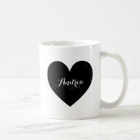 Black Heart Personalized Script Mug