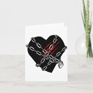 Black Heart Red Chains Cool Gothic Valentines Day  Card