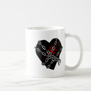 Black Heart Red Chains Cool Gothic Valentines Day  Coffee Mug