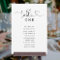 Black Heart Script Table Number Seating Chart