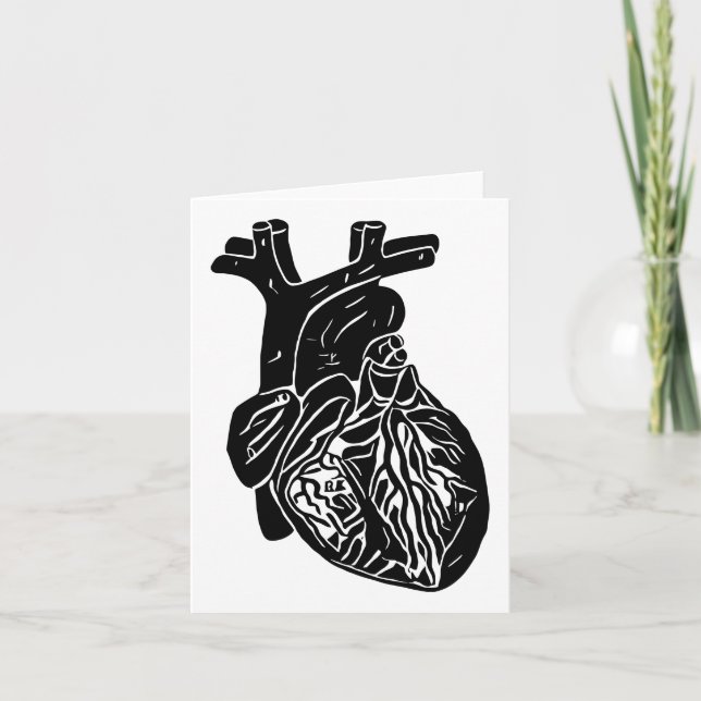 Black heart silhouette Human anatomy Art Card (Front)