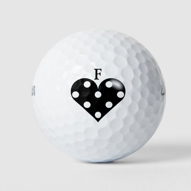 Black Heart w/ Polka Dots Golf Balls (Front)
