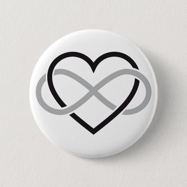 Black heart with infinity sign 2 inch round button (Front)