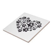 black heart with paws, animal foodprint pattern tile (Side)