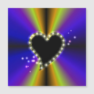 Black Heart with Stars on purple yellow Rainbow