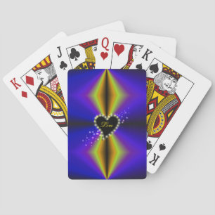Black Heart with Stars on purple yellow Rainbow Playing Cards
