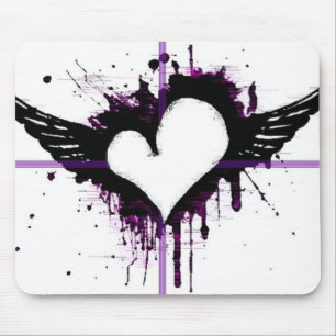 Black Heart with Wings Mousepad