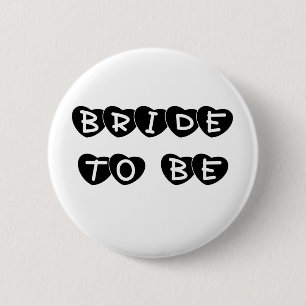 Black Hearts Bride to Be 2 Inch Round Button