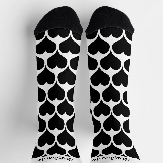 Black Hearts Design Personalised Socks (Top)