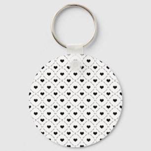 Black Hearts Geometric Grid Minimalist Coquette Keychain