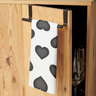 Black Hearts Kitchen Towel