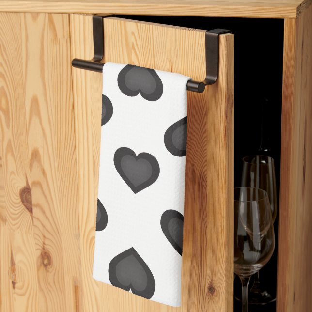 Black Hearts Kitchen Towel (Thirds Fold)