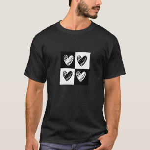 Black Hearts Love Pattern Cute Valentine's Day Che T-Shirt