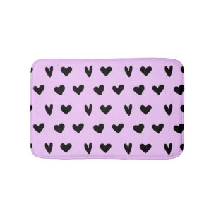 Black Hearts Lovely Pattern Happy Valentines Day Bath Mat