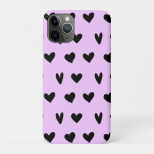 Black Hearts Lovely Pattern Happy Valentines Day iPhone 11 Pro Case
