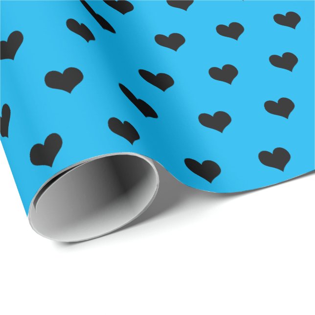 black hearts on aqua wrapping paper (Roll Corner)