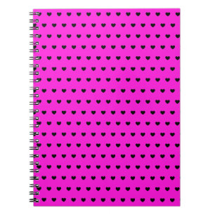 Black Hearts On Flashy Pink Notebook