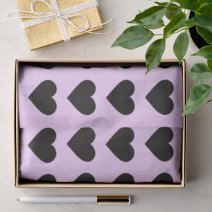 Black Hearts on Lavender Tissue Paper