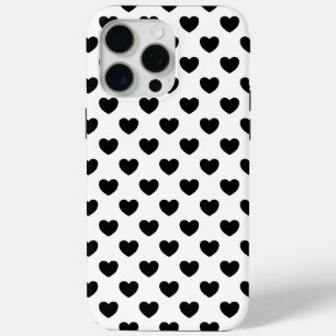 Black hearts on white, cheeky young style iPhone 15 pro max case
