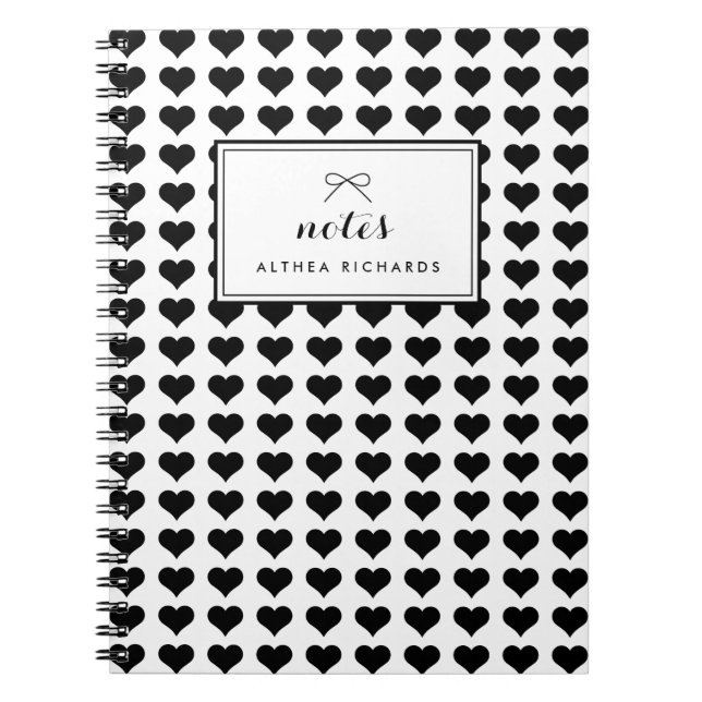 Black Hearts Pattern Personalized Notebook (Front)