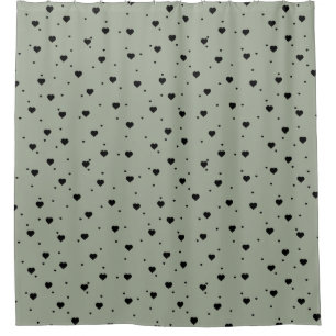 Black Hearts Pattern Sage-green Background