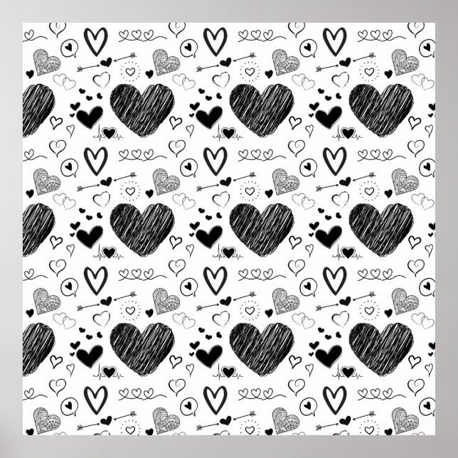 black hearts - white background poster (Front)