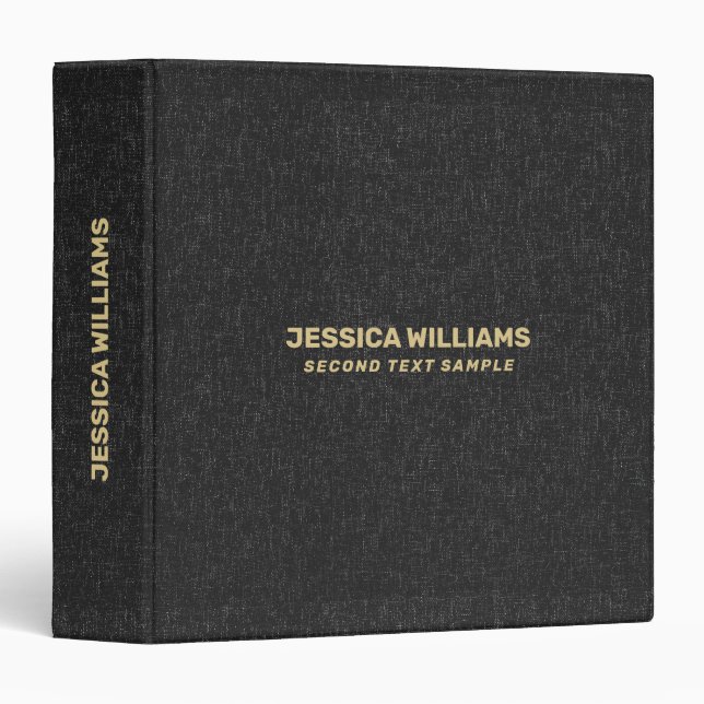 Black Heather Fabric Texture Gold Typography  Binder (Front/Spine)