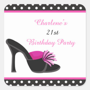 Black Heels Shoes with Black Polka Dots Square Sticker