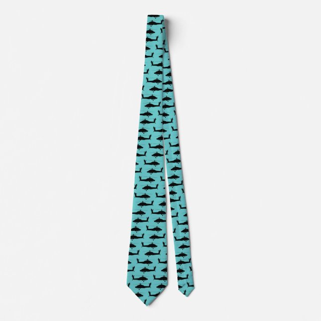 Black Helecopters on Blue Tie (Front)