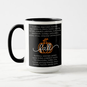 Black Hello Fall Definition Words Pumpkin Autumn Mug