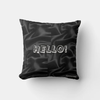 Black Hello Throw Pillow