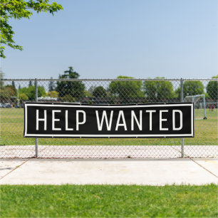 Black Help Wanted Sign Banner