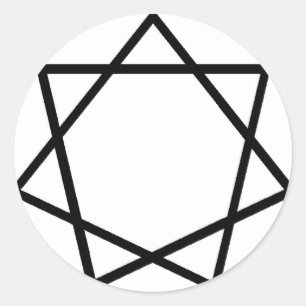 Black Heptagram Classic Round Sticker