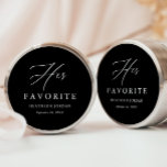 Black Her Favourite Wedding Treat Box Classic Classic Round Sticker<br><div class="desc">Black Her Favourite Wedding Treat Box</div>