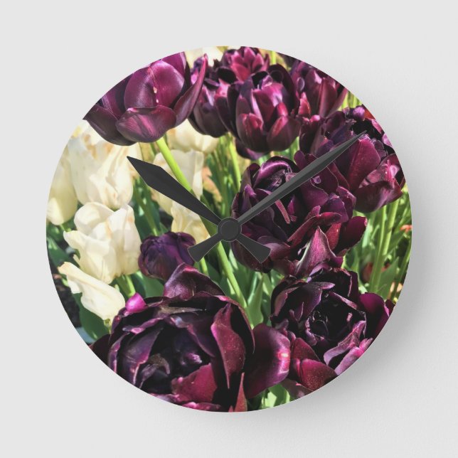 Black Hero Tulips, Oregon Round Clock (Front)