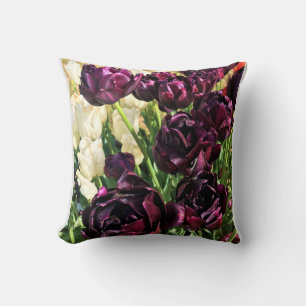 Black Hero Tulips, Oregon Throw Pillow