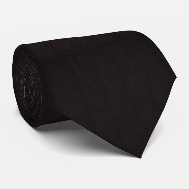 Black Herringbone Whisper Ultra-Subtle Tonal  Tie (Rolled)