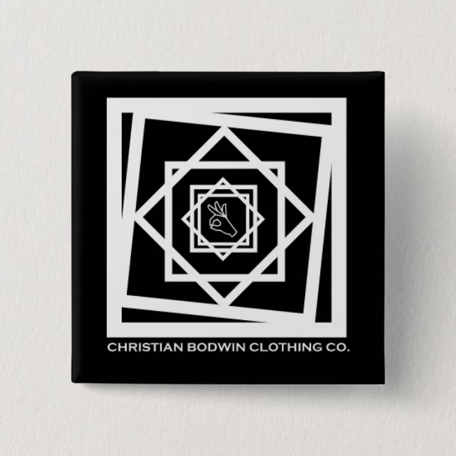 Black Hex 2 Inch Square Button (Front)