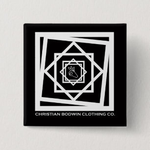 Black Hex 2 Inch Square Button