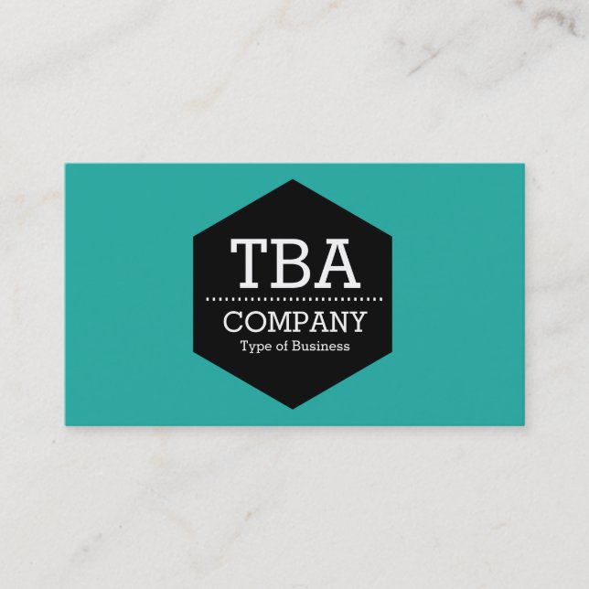 Black Hexagon - 1faea4 Turquoise Business Card (Front)