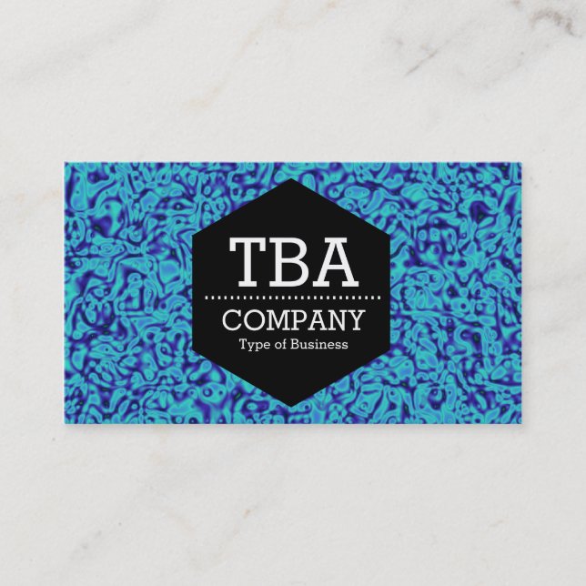 Black Hexagon - Blue Marbled Business Card (Front)