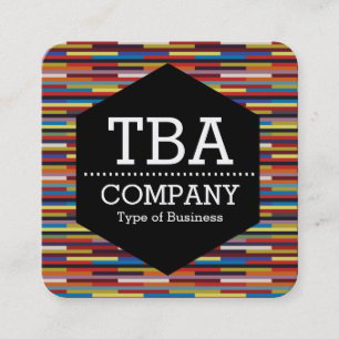 Black Hexagon - Colourful Stripes Square Business Card