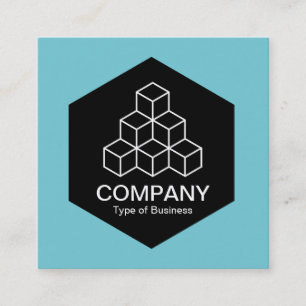 Black Hexagon - Geometric Blocks - Robin Egg Blue Square Business Card