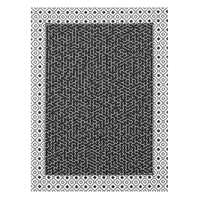 Black Hexagon Maze Tablecloth (Front)